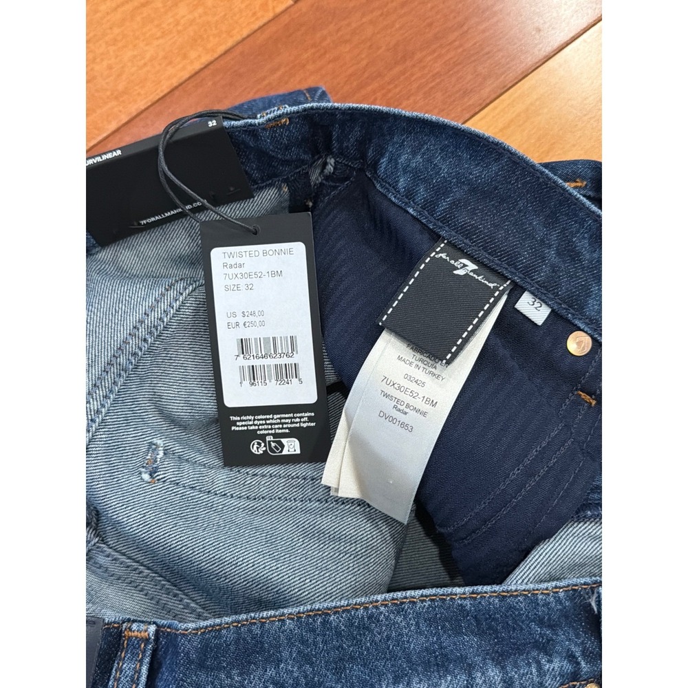 NWT 7 For All Mankind Barrel Jeans Womens Blue High Rise Curved Leg 32 - Picture 6 of 13